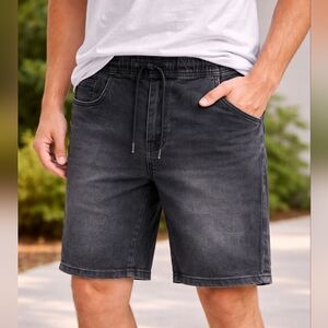 Zara Men’s XL Dark Gray Denim Shorts Stretch Jean Shorts Black Wash